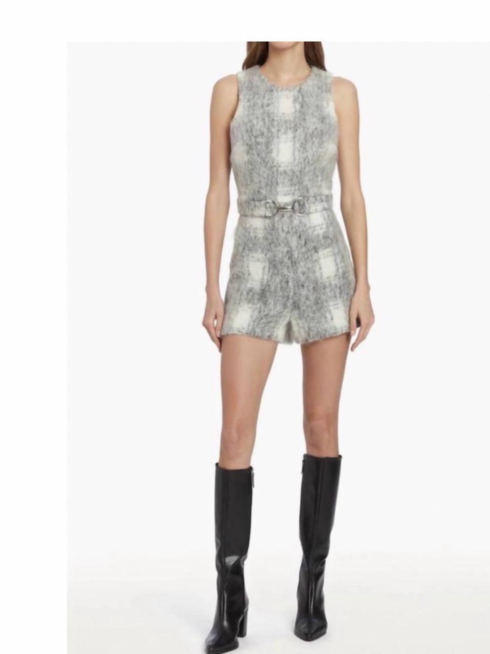 Amanda Uprichard Gray-White hazel wool romper